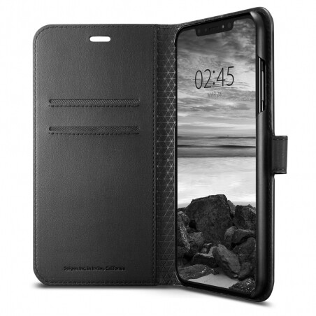 Housse portefeuille Noire Spigen pour iPhone XS Max