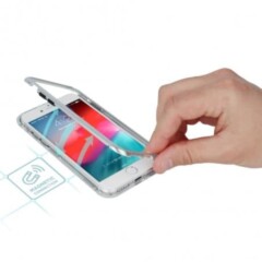 Coque transparente avec bumper magnétique Argent pour iPhone 6 et 6S