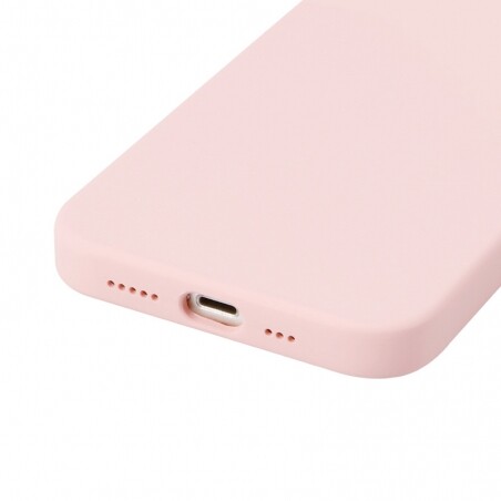 Housse silicone pour iPhone 13 avec intérieur microfibres Rose pastel