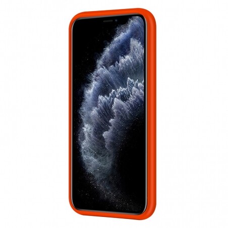 Coque en silicone Noir pour iPhone 11 Rouge intérieur en microfibres