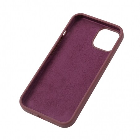 Housse silicone pour iPhone 15 Plus avec intérieur microfibres Bordeaux