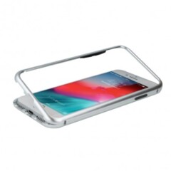 Coque transparente avec bumper magnétique Argent pour iPhone 6 et 6S