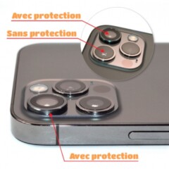 Verre trempé 3D Noir Sidéral pour lentille de caméra iPhone 14 Pro, iPhone 14 Pro Max