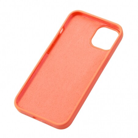 Housse silicone pour iPhone 14 avec intérieur microfibres orange